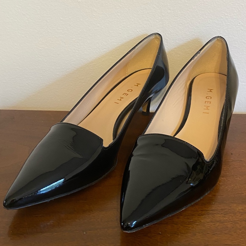 M. Gemi Tesoro Kitten Heel Black Patent Leather sz 37.5 euro
